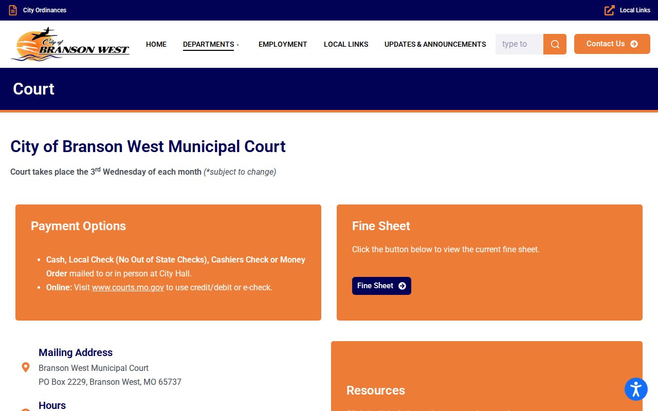 Branson West court records municipal court schedule