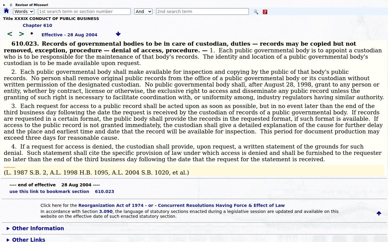 Stone County civil docket public-record request response rule