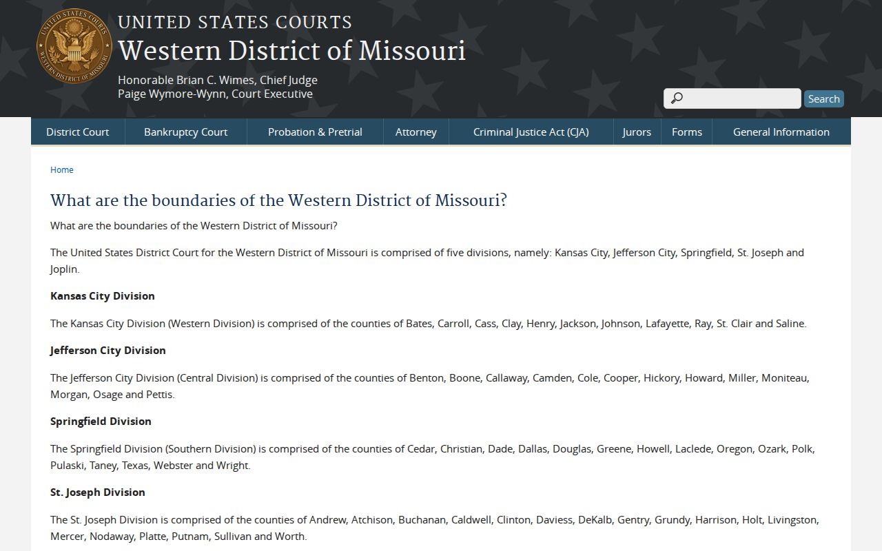 Stone County court records federal Western District of Missouri division reference