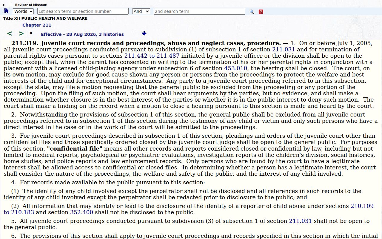 Stone County criminal docket juvenile-record access limits