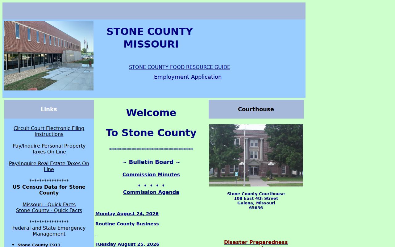 Stone County court docket courthouse and county office context